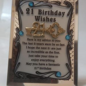 PLAQUE MIRROR 21 B/DAY WISHES 10X7.5CM