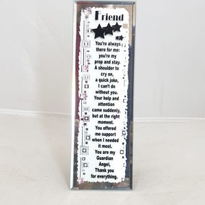 GLASS PLAQUE FRIEND 18X6CM