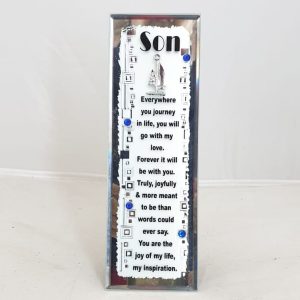 GLASS PLAQUE SON     18X6CM