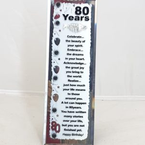 PLAQUE MIRROR 80 YEARS 18X6CM
