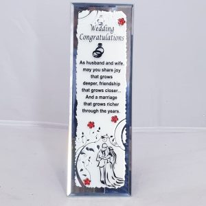 PLAQUE MIRROR WEDDING CONGRATS 18X6CM