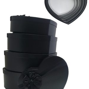 GIFTBOX HEART 5PCS BLACK 43X35.5X13.5CML