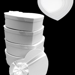 GIFTBOX HEART 5PCS WHITE 43X35.5X13.5CML