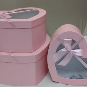 GIFTBOX PK WINDOW/HEART 3PCS 32X28X13.5C