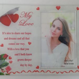 PLAQUE GLASS PHOTO PLAQUE LOVE 22X17CM