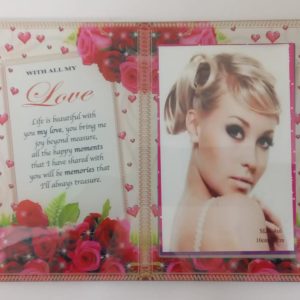 PLAQUE GLASS PHOTO PLAQUE LOVE 22X17CM