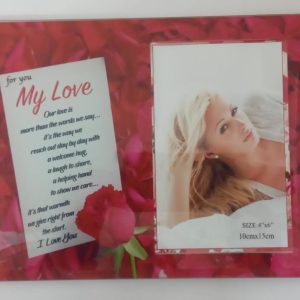 PLAQUE GLASS PHOTO PLAQUE LOVE 22X17CM