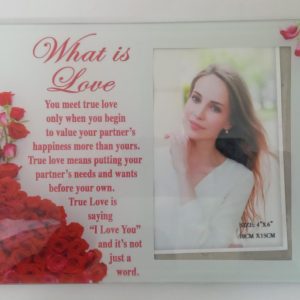 PLAQUE GLASS PHOTO PLAQUE LOVE 22X17CM