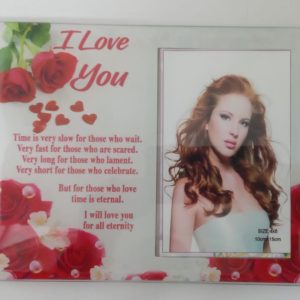 PLAQUE GLASS PHOTO PLAQUE LOVE 22X17CM