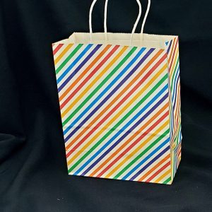 GIFTBAG WT  M/COLOUR DIAGONAL 22X17X11CM