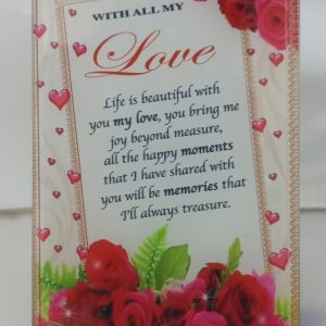 PLAQUE GLASS  W/ALL MY LOVE 17X10CM