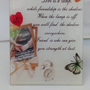 PLAQUE GLASS LOVE 17X10CM