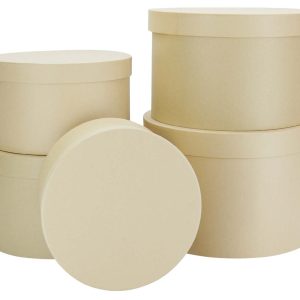 GIFTBOX ROUND PBROWN 5 PCS 32 DIMX21CM H