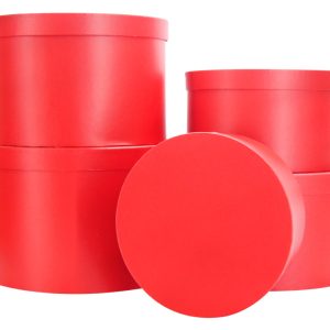 GIFTBOX ROUND RED 5 PCS 32 DIMX21CM H