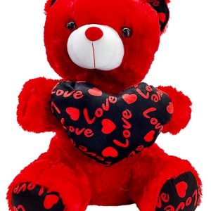 TEDDY WT/RED LOVE HEART 40CM