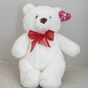 TEDDY WHITE W/BOW 34CM