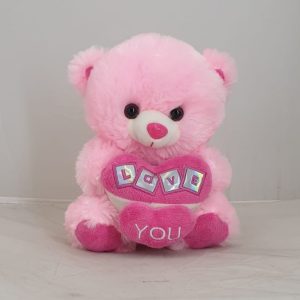 TEDDY PINK W/HEART LOVE 20CM