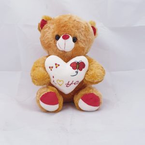 TEDDY BROWN W/WT HEART/B/FLY 30CM