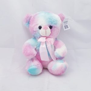 TEDDY WHIT W/BOW MULTI COLOUR  30CM