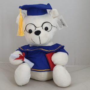 TEDDY GRADUATION BLUE/WHITE 25CM