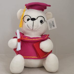 TEDDY GRADUATION PINK/WHITE 25CM