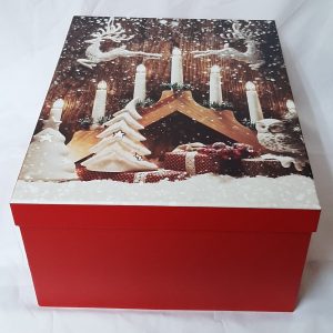 GIFTBOX 9`S CHRISTMAS RED/WT 36.4X28.2X