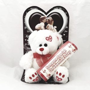 TEDDY W/LOVE CERTIFICATE ON D/BOARD
