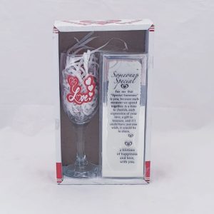 WINE LOVE GLASS W/LOVE PLAQUE