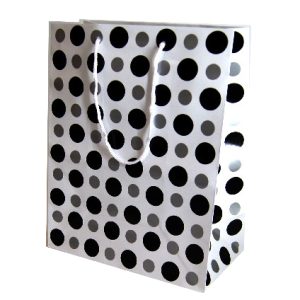 GIFTBAG SILVER/BLACK DOTS