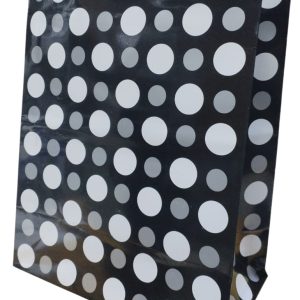 GIFTBAG SILVER/WHITE DOTS