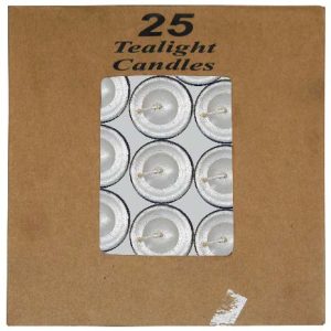 CANDLES WHITE TEA LIGHT 25 PCS 5CM DIM