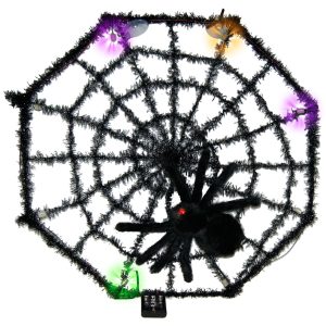 GLITTERING SPIDER WEB & SPIDER 62.5CM