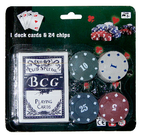 POKER SET CARDS & 24 CHIPS PACK
