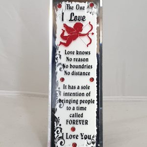 PLAQUE MIRROR THE ONE I LOVE 6X18CM