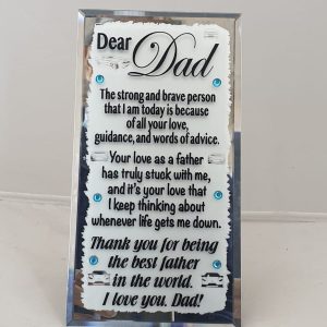 GLASS PLAQUE DEAR DAD 18X9.5CM