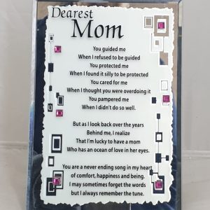 PLAQUE MIRROR DEAREST MOM 12.5X18CM