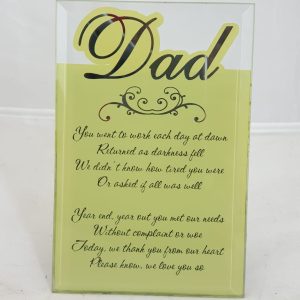 PLAQUE GLASS  DAD  11.5X8CM