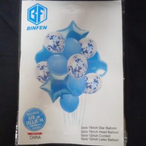 BALLOON BLUE/WT MIX 14PCS 12" & 18"