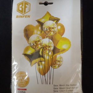 BALLOON GOLD/WT MIX 14PCS 12" & 18"