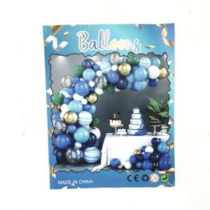 BALLOONS SET BLUE,WHITE & GOLD MIX 100PC
