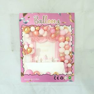 BALLOONS SET PINK,WHITE/GOLD MIX 100PC