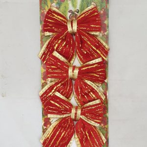 CHRISTMAS BOWS RED/WT OR PK W/GOLD