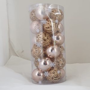 CHRISTMAS DECO BALLS ROSE GOLD 24PCS