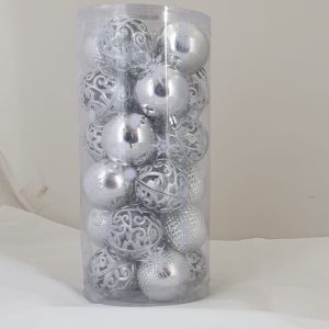 CHRISTMAS DECO BALLS SILVER 24PCS