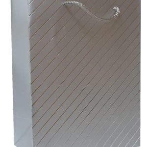GIFTBAG SILVER W/SILVER STRIPE 23X18X10