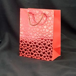 GIFTBAGRED W/RED HEARTS 23X18X10CM