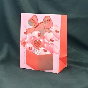 GIFTBAG RED HEARTS 23X18X10CM