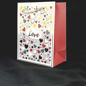 GIFTBAG WHITE W/M/COLOUR HEARTS 23X18X10