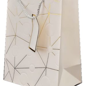 GIFTBAG WHITE W/STAR/CIRCLE 23X18X10CM