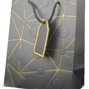GIFTBAG SILVER W/STAR/CIRCLE 23X18X10CM